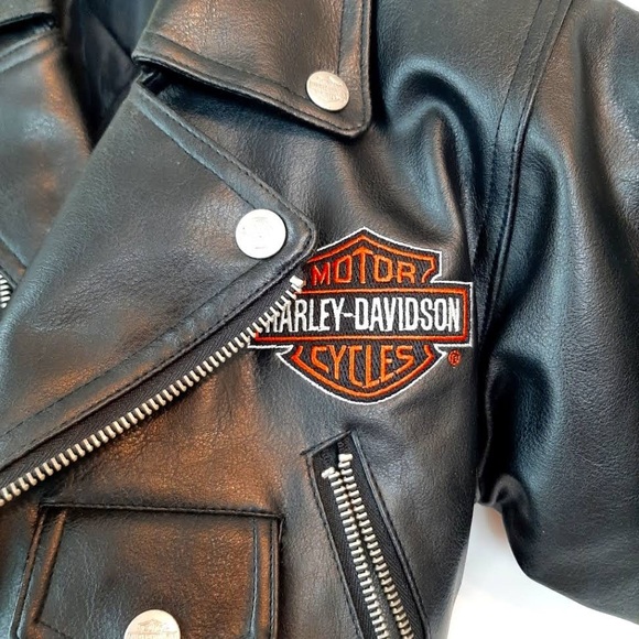 harley-davidson leather motorcycle jacket kids size 5 punk rock festival medium - Picture 4 of 8